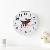 Moose Red Check Shiplap Rustiek Decor Grote Klok (Huis)