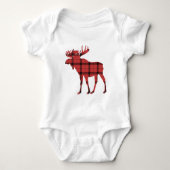 Moose Red Plaid Tartan Pattern Kerstvakantie Romper (Voorkant)