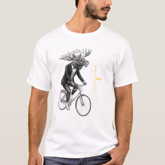 Moose Rider Minimal Animal Illustration. T-shirt