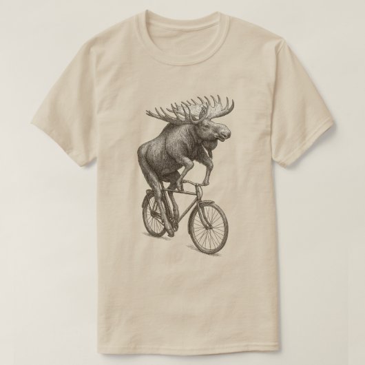 Moose Riding Bicycle  Animal Art Lover T-shirt (Design voorkant)