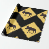 Moose Road Sign Cadeaupapier (Uitgerold)