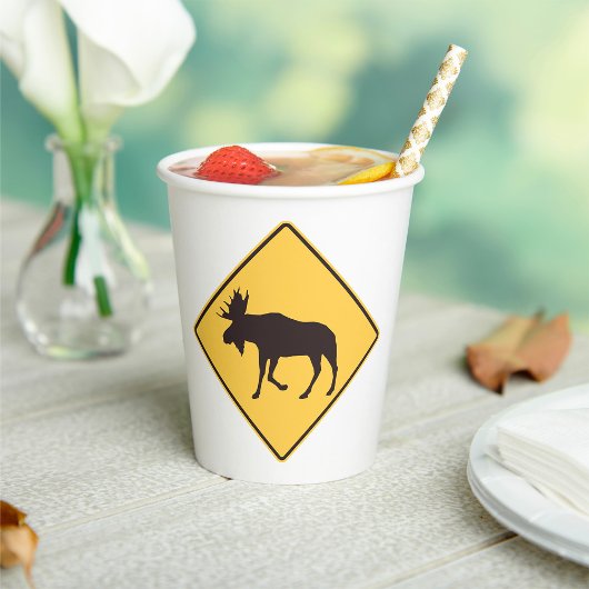 Moose Road Sign Papieren Bekers
