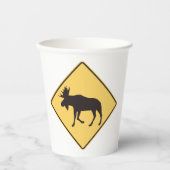 Moose Road Sign Papieren Bekers (Voorkant)
