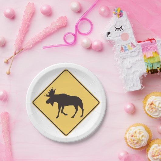 Moose Road Sign Papieren Bordje (Feest)