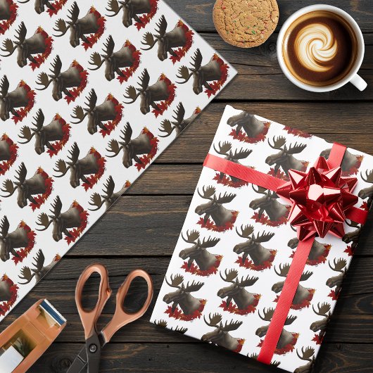 Moose rode esdoornbladeren cadeaupapier