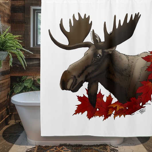 Moose rode esdoornbladeren douchegordijn