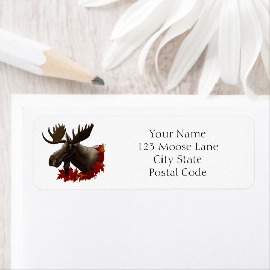 Moose rode esdoornbladeren etiket (Insitu)