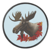 Moose rode esdoornbladeren hockey puck (Voorkant)