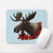 Moose rode esdoornbladeren muismat (Met muis)