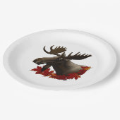 Moose rode esdoornbladeren papieren bordje (Gekanteld)