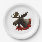 Moose rode esdoornbladeren papieren bordje (Voorkant)
