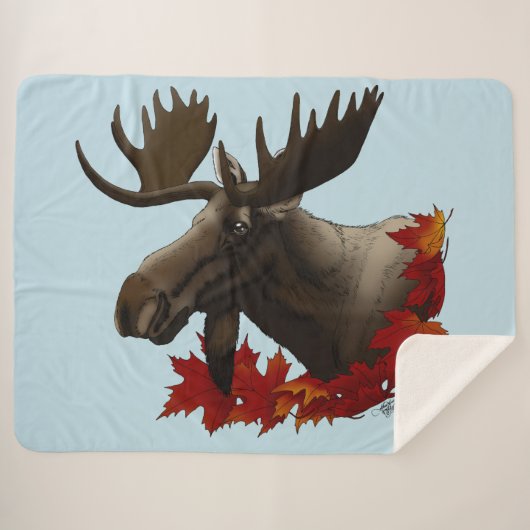 Moose rode esdoornbladeren sherpa deken (Voorkant (horizontaal))