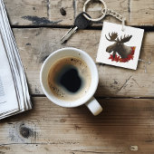 Moose rode esdoornbladeren sleutelhanger