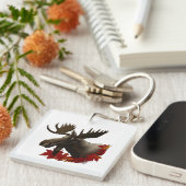 Moose rode esdoornbladeren sleutelhanger (Voorkant Rechts)