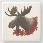 Moose rode esdoornbladeren stenen onderzetter (Voorkant)