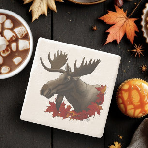 Moose rode esdoornbladeren stenen onderzetter