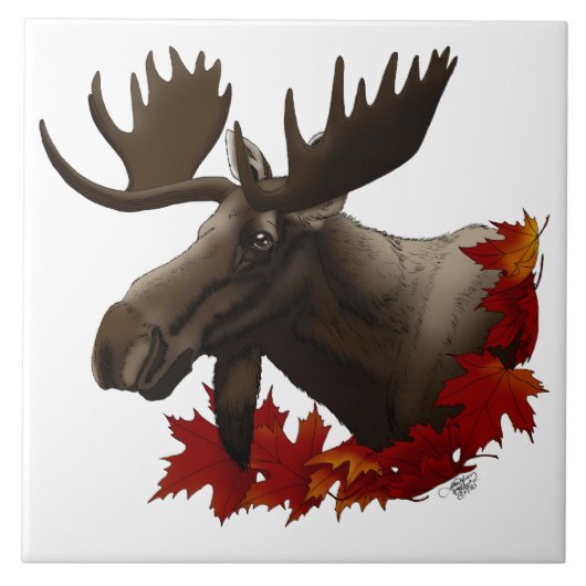 Moose rode esdoornbladeren tegeltje (Voorkant)