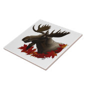 Moose rode esdoornbladeren tegeltje (Zijkant)