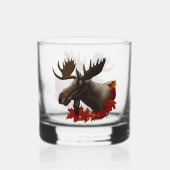 Moose rode esdoornbladeren whisky glas (Achterkant)