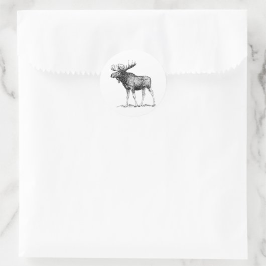 Moose Ronde Sticker (Tas)