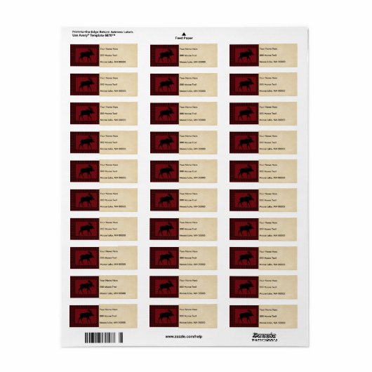 Moose Rood Zwart Check Tan Etiket (Full Sheet)