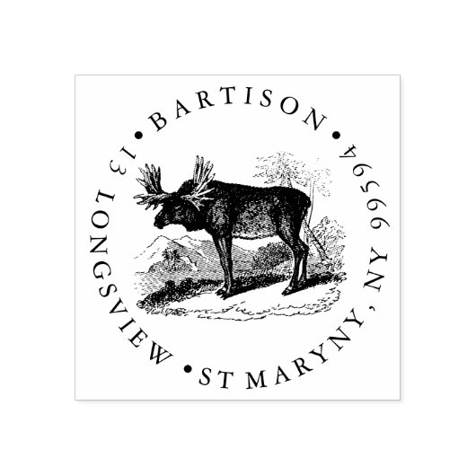 Moose ROUND RETOURADRES Rubberstempel (Afrduk)