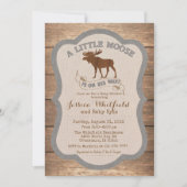 Moose rustieke Houten Baby shower Invitation Kaart (Voorkant)