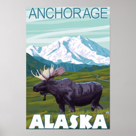 Moose Scene - Anchorage, Alaska Poster (Voorkant)