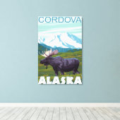Moose Scene - Cordova, Alaska Canvas Afdruk (Insitu (Houten vloer))