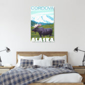 Moose Scene - Cordova, Alaska Canvas Afdruk (Insitu (Slaapkamer))
