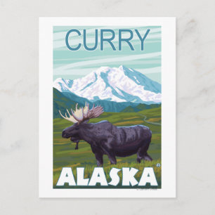 Moose Scene - Curry, Alaska Briefkaart