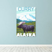 Moose Scene - Curry, Alaska Canvas Afdruk (Insitu (Houten vloer))