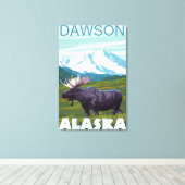 Moose Scene - Dawson, Alaska Canvas Afdruk (Insitu (Houten vloer))