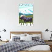 Moose Scene - Dawson, Alaska Canvas Afdruk (Insitu (Slaapkamer))
