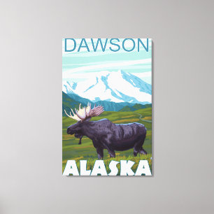 Moose Scene - Dawson, Alaska Canvas Afdruk