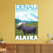 Moose Scene - Denali National Park, Alaska Canvas Afdruk (Insitu (Woonkamer))