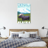 Moose Scene - Denali National Park, Alaska Canvas Afdruk (Insitu (Slaapkamer))