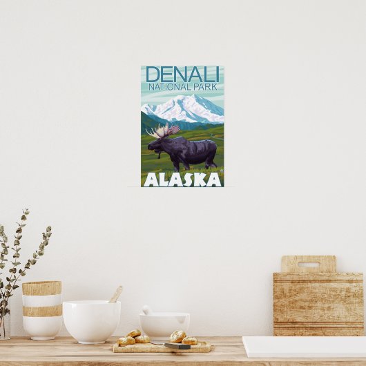 Moose Scene - Denali National Park, Alaska Poster (Keuken)