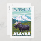 Moose Scene - Fairbanks, Alaska Briefkaart (Voorkant / Achterkant)