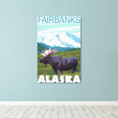 Moose Scene - Fairbanks, Alaska Canvas Afdruk (Insitu (Houten vloer))