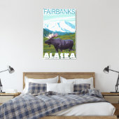 Moose Scene - Fairbanks, Alaska Canvas Afdruk (Insitu (Slaapkamer))