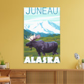 Moose Scene - Juneau, Alaska Canvas Afdruk (Insitu (Woonkamer))