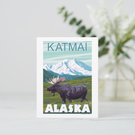 Moose Scene - Katmai, Alaska Briefkaart (Staand voorkant)