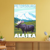 Moose Scene - Petersburg, Alaska Canvas Afdruk (Insitu (Woonkamer))
