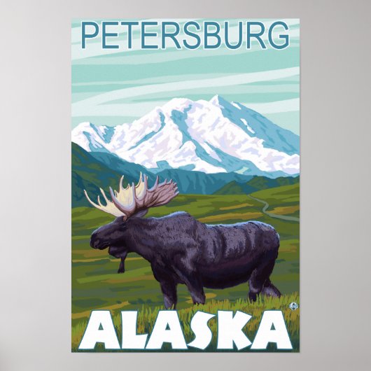 Moose Scene - Petersburg, Alaska Poster (Voorkant)