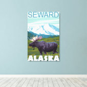 Moose Scene - Seward, Alaska Canvas Afdruk (Insitu (Houten vloer))