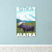 Moose Scene - Sitka, Alaska Canvas Afdruk (Insitu (Houten vloer))