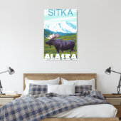 Moose Scene - Sitka, Alaska Canvas Afdruk (Insitu (Slaapkamer))