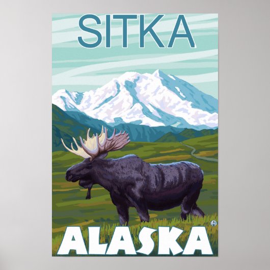 Moose Scene - Sitka, Alaska Poster (Voorkant)