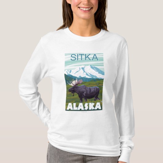 Moose Scene - Sitka, Alaska T-shirt (Voorkant)